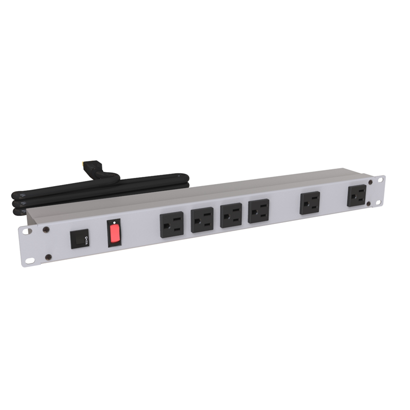 Hammond 1582 PDU (1P) 15A/125V w/Switch FO (6) 5-15R P/5-15P 15ft  GY