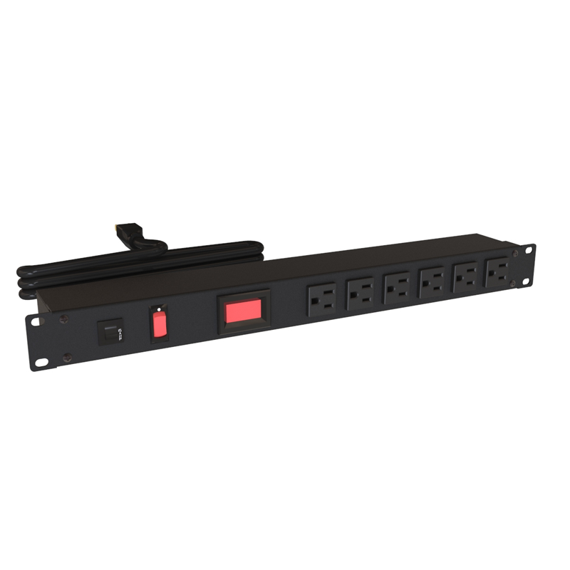 Hammond 1582 PDU (1P) 15A/125V Metered FO (6) 5-15R P/5-15P 6ft BK