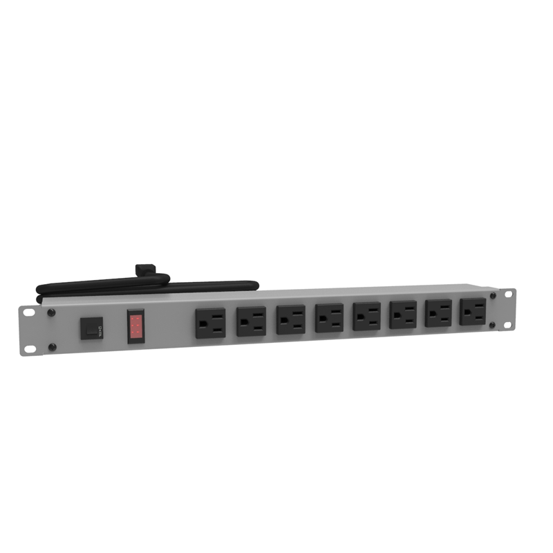 Hammond 1582 PDU (1P) 15A/125V w/Switch FO (8) 5-15R P/L5-15P 6ft  GY