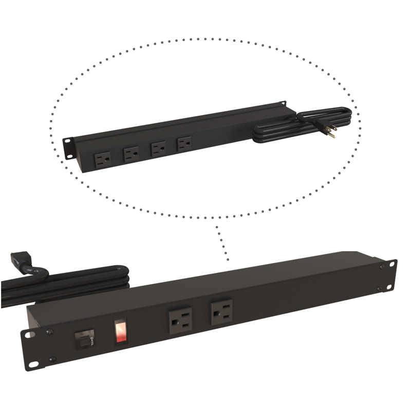 Hammond 1583 PDU 15A/125V (1P) I/Switch FO(2) RO(4) O(5-15R)P/5-15P 6 ft BK