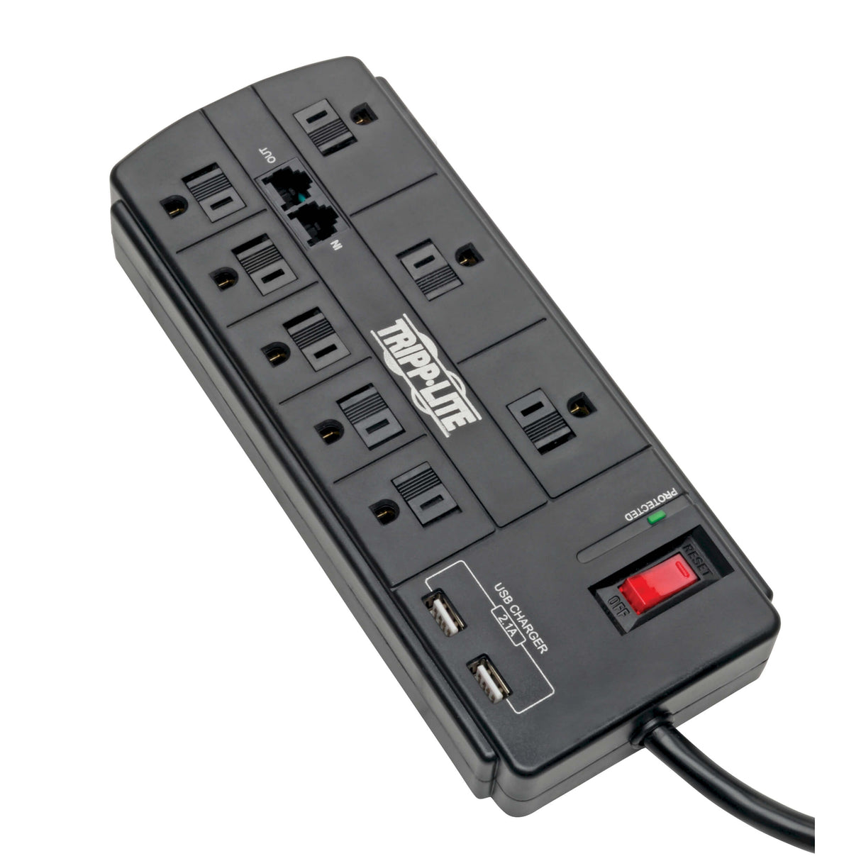 Tripp Lite Surge Protector  8-Outlet 1200Joules 8ft Cord 2USB Tel/Mo