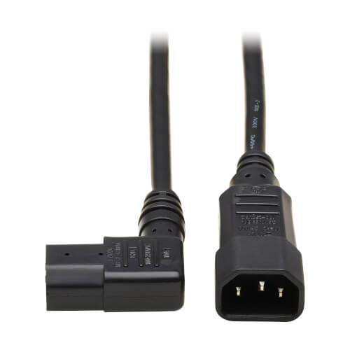 Tripp Lite Power Cord Right-Angle C13 to C14 PDU- 10A/250V 18AWG  2ft Black