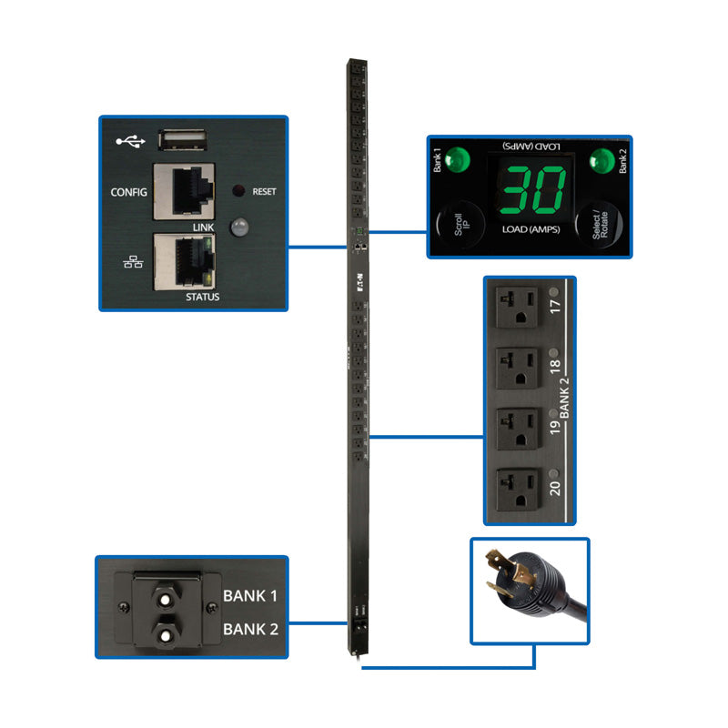 Tripp Lite PDU (1P) Switched 120V Outlets (24 5-15/20R), 10 ft L5 Cord 0U