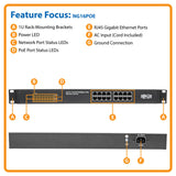 Tripp Lite 16-Port 10/100/1000 Mbps 1U Rack-Mount/Desktop Gigabit Ethernet Unmanaged Switch 