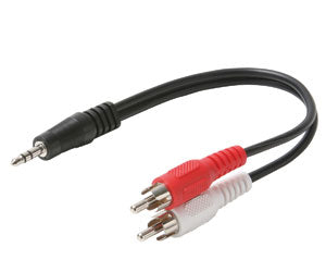 Y Adapter  6 '' 2 RCA Plugs to 3.5 Stereo Plug