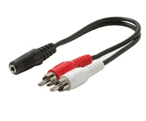 Y Adapter  6 '' 2 RCA Plugs to 3.5 Stereo Jack