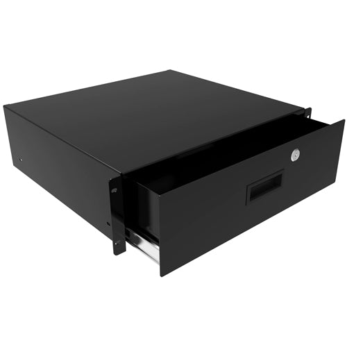 Hammond, RDRW Series, Rack Mount Locking Storage Drawer, 4U, 12"slide, Black